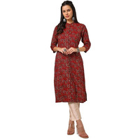 Soch Womens Maroon Rayon Paisley Print Kurta
