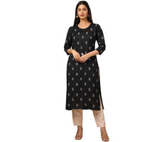 Soch Womens Black Rayon Ethnic Motifs Kurta
