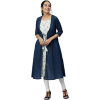 Aurelia Women Blue Flared Gilet With Noodle Strap Kurta_22Auas13387-604589_Xl