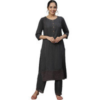 Aurelia Women Grey Round Neck Straight Kurta And Palazzo Co-Ord Set_22Auas13388-702553_L