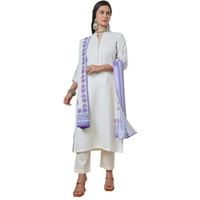 Soch Womens Off White Silk Blend Embroidered Suit Set With Thread Work