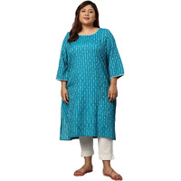 Aurelia Women's Rayan Regular Kurta (22Aua13361P-702534_Green
