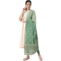 Aurelia Rayon Women's Pink Embroidered Dress With Green Regular Fit Kurta Set_22Aud10483-503988_Xl