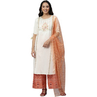 Aurelia Women Liva Off-White Sequined Kurta & Palazzo With Dupatta_22Aud10485-703078_S