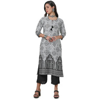 Soch Womens Off White Tie-Up Neck Kurta With Bandhani Print