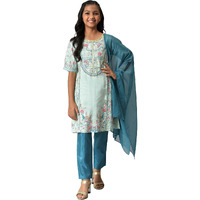 Aurelia Girl's Viscose Kurta-Trouser-Dupatta (22Aug10210C-503977_Green