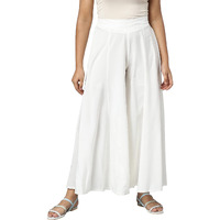 Aurelia White Solid Palazzos For Women's Ethnic Bottomwear