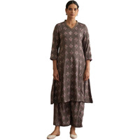 Dark Grey Handblock Print Kurta