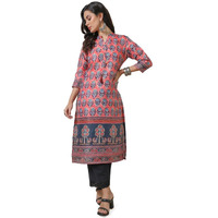 Soch Womens Peach Digital Print Chanderi Blend Kurta