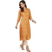 Soch Womens Mustard Art Silk Bandhani Print Kurta With Beads