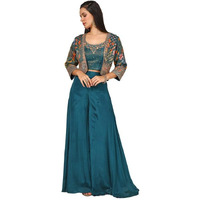 Soch Womens Teal Tissue Embroidered Co-Ord Set With Sequins
