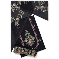 Soch Womens Black Cotton Embroidered Unstitch Dress Material