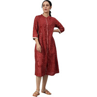 W Red Geometric Printed Regular Kurta For Women's Fashion