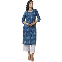 Soch Women's Cotton Ethnic Regular Kurta (Cwa4Ku60859A_Indigo