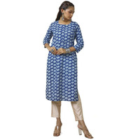 Soch Womens Indigo Cotton Abstract Print Kurta