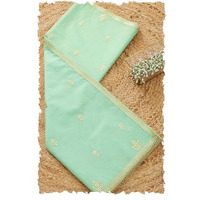 Soch Womens Light Green Silk Shimmer Embroidered Dupatta With Zari