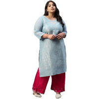 W For Woman Sky Blue Jacquard Kurta With Embroidery_22Auw13697-312670_3Xl_18