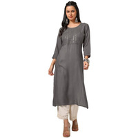 Soch Womens Earth Rayon Embroidered Kurta With Sequins