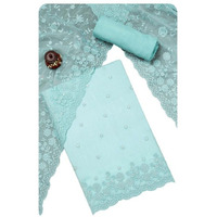 Soch Womens Powder Blue Crinkle Chiffon Embroidered Unstitch Dress Material With Beads And Stones