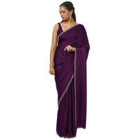 Soch Womens Wine Tissue Saree With Stone Work