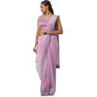 Soch Womens Lavender Organza Saree With Stone Work