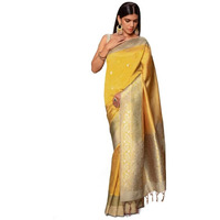Soch Womens Mustard Tussar Zari Woven Saree With Tassels