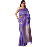 Soch Womens Indigo Tussar Zari Woven Saree With Tassels