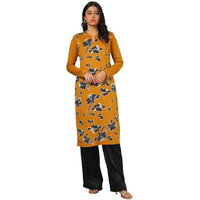 Soch Womens Mustard Acrylic Woven Design Winter Kurta
