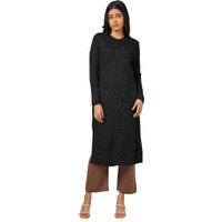 Soch Womens Black Acrylic Woven Design Winter Kurta