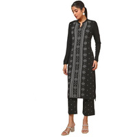 Soch Womens Black Acrylic Woven Design Winter Kurta Set