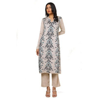 Soch Womens Off White Acrylic Woven Design Winter Kurta Set
