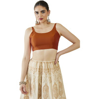 Soch Womens Orange Taffeta Solid Sleeveless Padded Blouse