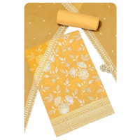 Soch Womens Yellow Crinkle Chiffon Embroidered Unstitch Dress Material With Sequins