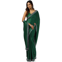 Soch Womens Green Satin Saree With Stone Work