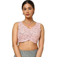 Soch Womens Pink Georgette Embellished Padded Blouse With Sequins