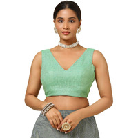 Soch Women's Jute Textured Sleeveless Regular Fit Blouse (Blhssld00632C_Sap Green 34)