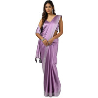 Soch Womens Lavender Satin Saree With Stone Work