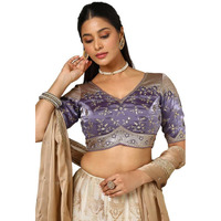 Soch Womens Lavender Organza Embellished Blouse With Sequins