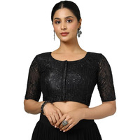 Soch Womens Black Net Embellished Blouse With Sequins
