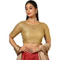 Soch Womens Gold Net Embroidered Padded Blouse With Sequins