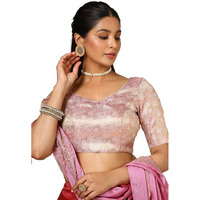 Soch Womens Onion Pink Tussar Zari Woven Padded Blouse