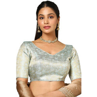 Soch Womens Powder Blue Tussar Zari Woven Padded Blouse