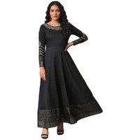 W For Woman Women Classic Ankle Length Black Glitter Printed And Embroidered Dress_22Auw18581-217624_S