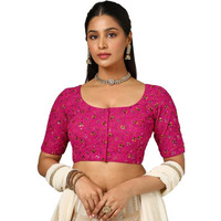 Soch Womens Fuchsia Georgette Embroidered Blouse With Sequins