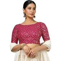 Soch Womens Fuchsia Georgette Embellished Padded Blouse With Sequins