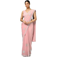 Soch Womens Peach Georgette Embellished Saree With Stone Work