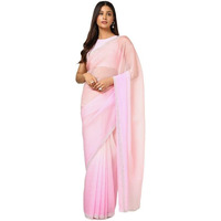 Soch Womens Peach Organza Ombre Saree With Stone Work