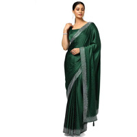 Soch Womens Green Satin Embellished Saree With Stone Work