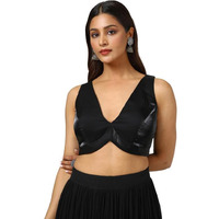 Soch Womens Black Organza Solid Padded Blouse