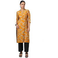 Soch Womens Mustard Muslin Floral Print Kurta
